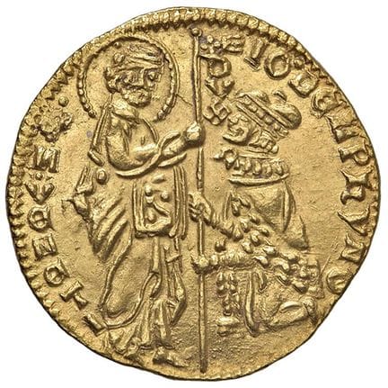 意大利钱币——威尼斯 乔瓦尼·多尔芬（1356-1361）公国金币——帕奥卢奇 1 AU（3.55克