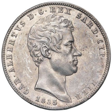 Collection Caruso - Carlo Alberto (1831-1849) 5 li