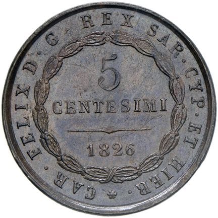 Collection Caruso - Carlo Felice (1821-1831) 5 cen