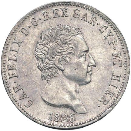 Collection Caruso - Carlo Felice (1821-1831) 5 lir