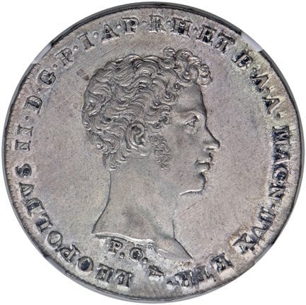 意大利钱币——佛罗伦萨 洛林王朝的利奥波德二世（1824-1859） 1829年半法兰西康硬币——G
