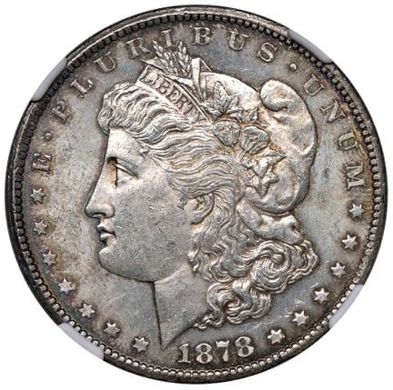 外国硬币——美国 1878年 CC版 1美元——KM 110 AG，NGC MS 62评级，编号66