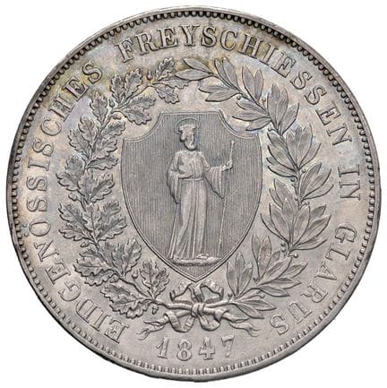 外国硬币 - 瑞士 格拉鲁斯州 1847年40巴岑 格拉鲁斯射击节 - X S2 AG（29.51克