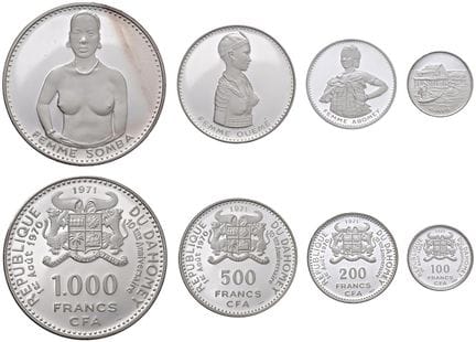 Monedas extranjeras - DAHOMEY Serie de 1.000, 500,