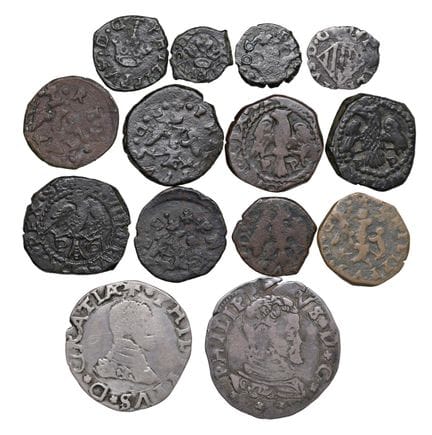 莱奥·文森佐收藏  - 梅西纳 菲利普二世·哈布斯堡（1556-1598） 14枚钱币套装：1556