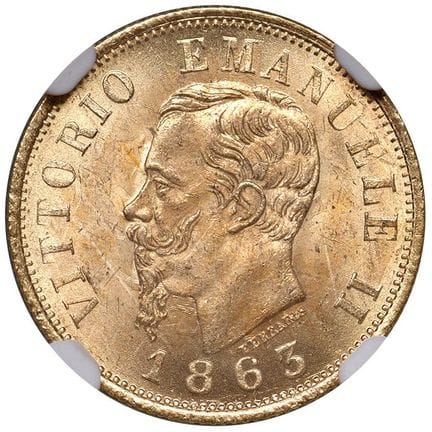 萨瓦-维克多-埃马努埃尔二世（1861-1878）10 里尔 1863 T - Nomisma 87