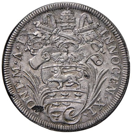 教皇钱币——英诺森十一世（1676-1689）大头币 1685年 第九年 - 铸造地 90 AG（9