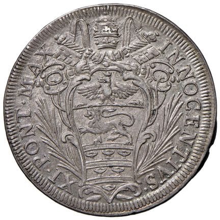 教皇钱币——英诺森十一世（1676-1689）大头币——Munt. 67 AG（9.18克）RR -
