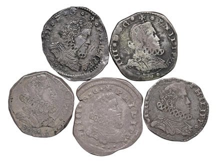 莱奥·文森佐收藏  - 梅西纳 菲利普四世·哈布斯堡（1621-1665） 5枚钱币套装：4枚162