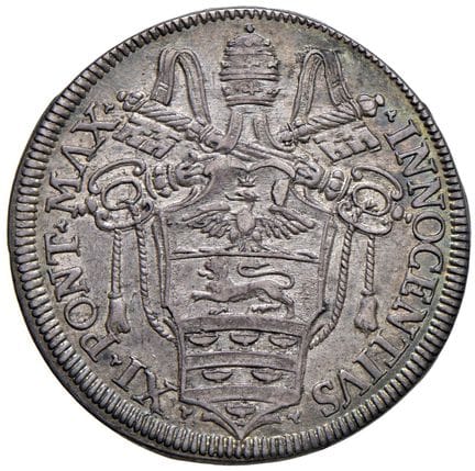 教皇钱币——英诺森十一世（1676-1689）1684年大头币——Munt. 77 AG（9.12克
