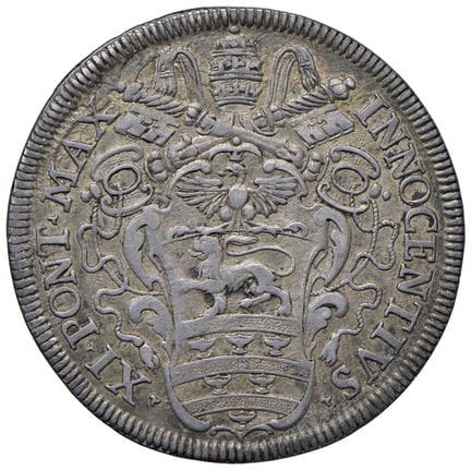 教皇钱币——英诺森十一世（1676-1689）大头币——Munt. 129 AG（9.14克）RRR