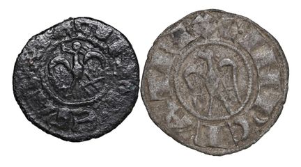 莱奥·文森佐收藏  - 梅西纳·恩里科六世（斯瓦比亚）（1194-1197） 2枚钱币套装：德纳罗 