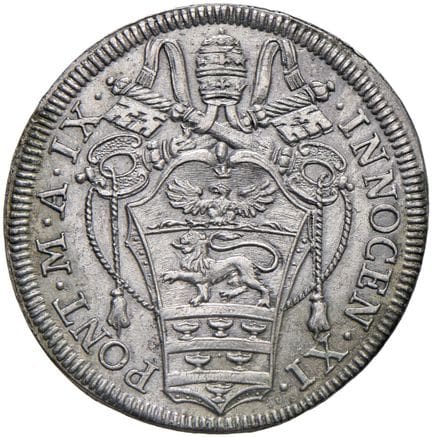 教皇钱币——英诺森十一世（1676-1689）大头币 1685年 第九年 - 铸币编号 97 AG（
