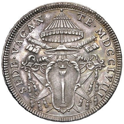 教皇钱币 - *教宗空位期（1758年）半斯库多 1758年 - 铸币局 3 AG（13.26克）R