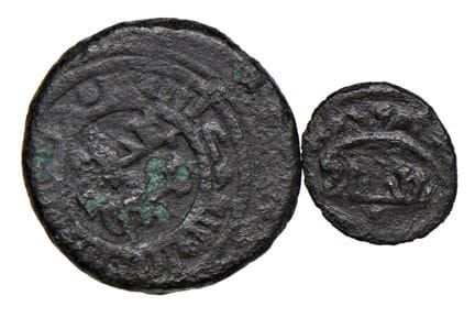 莱奥·文森佐收藏  - 梅西纳 鲁杰罗二世（1105-1154） 一套两枚重量差异显著的福拉罗分币 