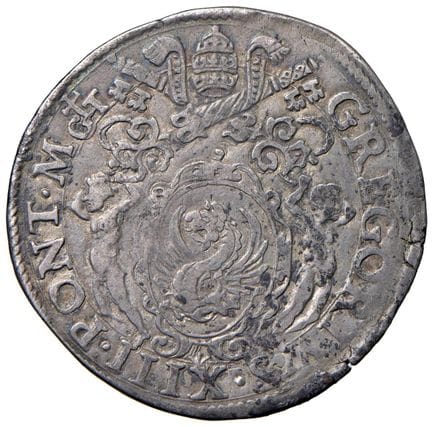 教皇钱币——格雷戈里十三世（1572-1585）大头币——Munt. 41 AG（9.13克）R -