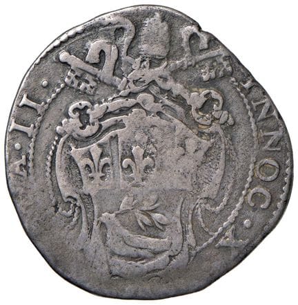 教皇钱币——英诺森十世（1644-1655）大头币 第二年 - 铸币局 36 AG（9.09克） R