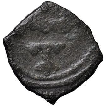莱奥·文森佐藏品  - 梅西纳·鲁杰罗一世（1072-1101） 卡鲁巴币，背面为星形图案，正面为字