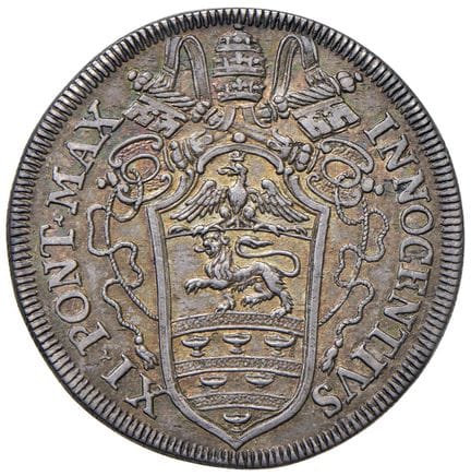 教皇钱币——英诺森十一世（1676-1689）大头币——铸币编号 143 AG（9.07 克）——S