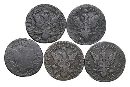 莱奥·文森佐收藏  - 西西里国王维托里奥·阿梅代奥二世（1713-1720） 5枚钱币套装：Gra