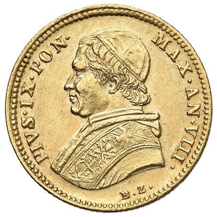 教皇钱币——庇护九世（1846-1878）1853年（安年第八年）1斯库多币——7 AU（1.72克