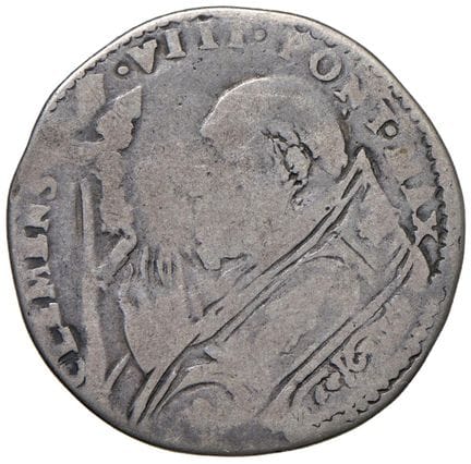 教皇钱币——克莱门特八世（1592-1605）1598年大头币——Munt. 33 AG（9克）RR