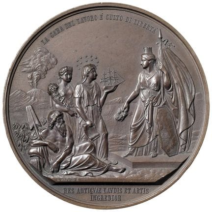 奖章 - 那不勒斯 1871年首届国际海事博览会纪念章 - 设计：路易吉·阿诺 - AE（231克 