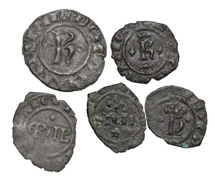 莱奥·文森佐收藏  - 布林迪西·卡洛一世·安茹（1266-1278） 5枚钱币套装：德纳罗 - M