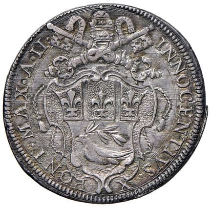 教皇钱币——英诺森十世（1644-1655）大头币 第二年——铸造日期 22 AG（9.25克）RR