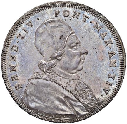 教皇硬币——本笃十四世（1740-1758）1753年1斯库多（第14年）——铸币局编号44 AG（