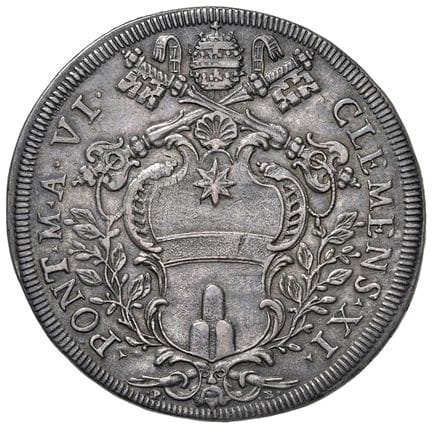 教皇钱币——克莱门特十一世（1700-1721）安年第六年银币——铸币局 46 AG（32.01克）