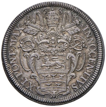 教皇钱币——英诺森十一世（1676-1689）大头像币——Munt. 83 AG（9.17克）——S