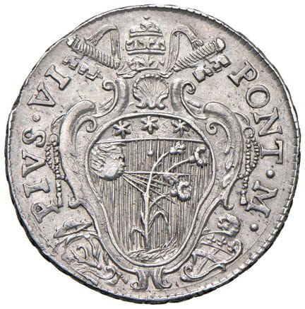 教皇钱币——庇护六世（1775-1799）博洛尼亚——1779年里拉——Munt. 218a AG（