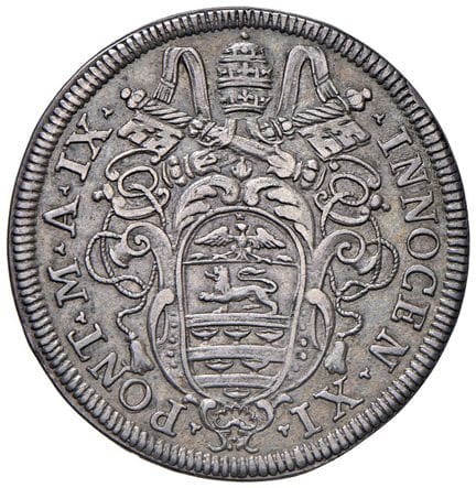 教皇钱币——英诺森十一世（1676-1689）大头币 1685年 第九年 - 铸币编号 95 AG（