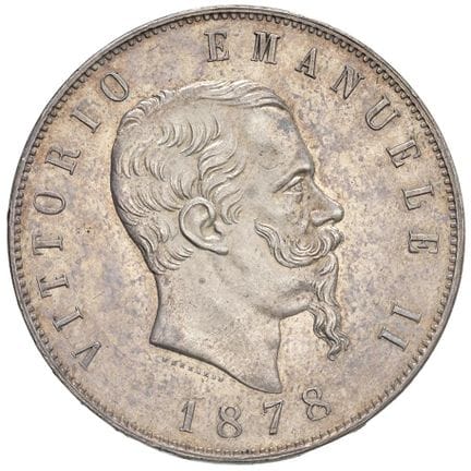 萨伏伊——维托里奥·埃马努埃莱二世（1861-1878）5里拉 1878年 R版 - Nomisma
