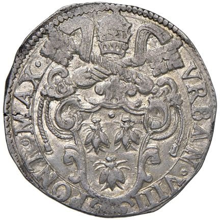 教皇钱币——乌尔班八世（1623-1644）1632年大头币——铸造量50 AG（9.32克）R -