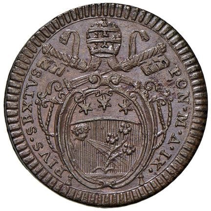 教皇硬币 - Pius VI (1775-1799) Half baiocco An.IX - Mu