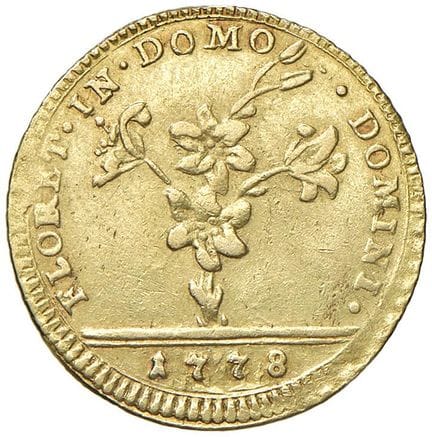 教皇钱币——庇护六世（1775-1799）1778年双金币——铸币厂3a AU（5.45克）RRRR