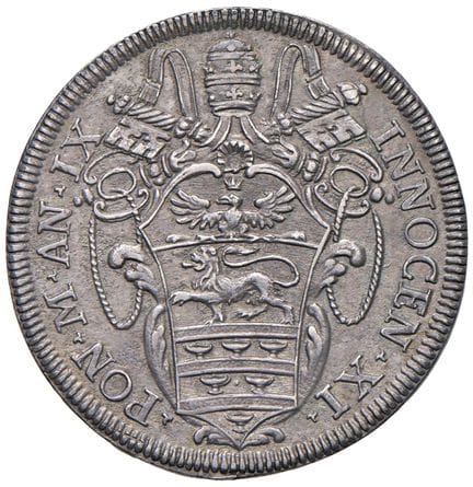 教皇钱币——英诺森十一世（1676-1689）大头币 1685年 第九年 - 铸币编号 91 AG（
