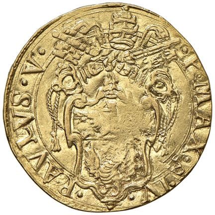 教皇钱币——保罗五世（1605-1621）1608年四倍币，安年第四年——铸币局5 AU（12.87