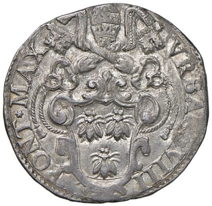 教皇钱币——乌尔班八世（1623-1644）1633年大头币——Munt. 54a var. AG（