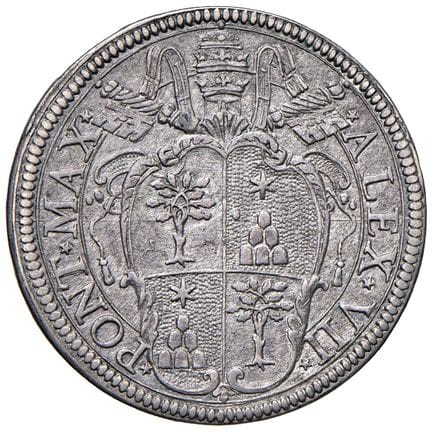 教皇钱币——亚历山大七世（1655-1667）大头币——铸币局 9 AG（9.65克）R - qSP