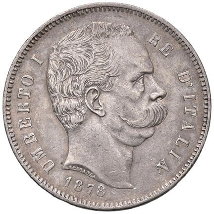 萨伏伊王朝——翁贝托一世（1878-1900）5里拉 1878年——Nomisma 992 AG R