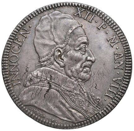 教皇钱币——英诺森十二世（1691-1700）1698年“第八年”皮亚斯特币——铸造于8月19日（3