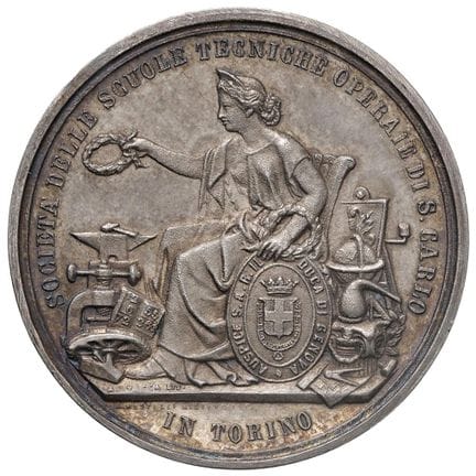 奖章 - 都灵 圣卡洛工人技术学校协会 1874-1875年奖章 雕塑类一等奖（第一年） 获奖者：皮