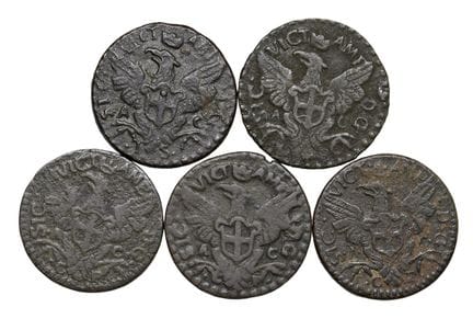 莱奥·文森佐收藏  - 西西里国王维托里奥·阿梅代奥二世（1713-1720） 5枚钱币套装：3枚1