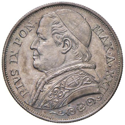 教皇硬币 - *庇护九世（1846-1878）2里拉 1867年 第XXII年 - Munt. 48