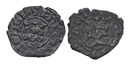 莱奥·文森佐收藏  - 斯基亚卡 阿拉贡的费德里科四世（1355-1377） 2枚钱币套装：德纳罗 