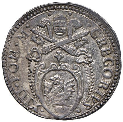 教皇钱币 - *格雷戈里十三世（1572-1585）法诺 - 大头币 - Munt. 378 II 