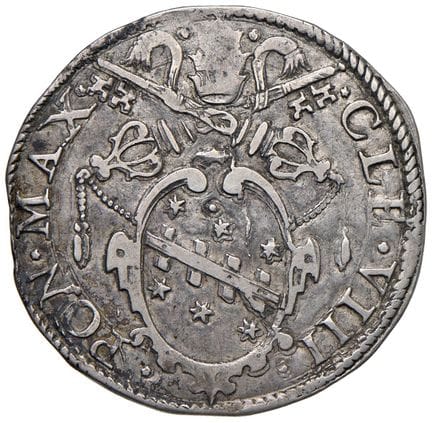 教皇钱币——克莱门特八世（1592-1605）大头币——铸币日期：25 AG（9.48克）R - B
